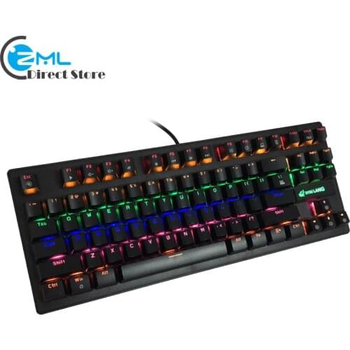 K2 USB Wired Gaming Mechanical Keyboard Blue Axis RGB Backlight PC Ergonomic Multimedia Keyboard 87 Key Non-Conflict Black White