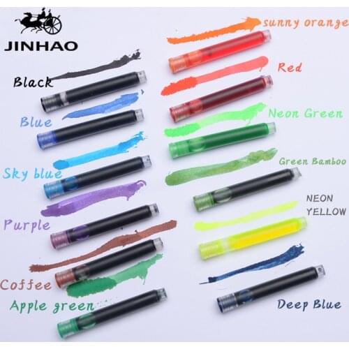 Jinhao 5pcs color calligraphy blue ink cartridge refill pen caliber 26mm smooth writing pen ink student painting stationery