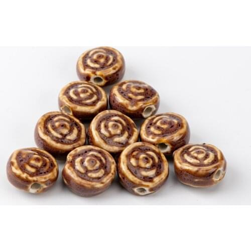 17# 20pcs Rose Flower Quality Ceramic beads Jingdezhen Yoga Unique Ceramics Beads Wholesale #A327C