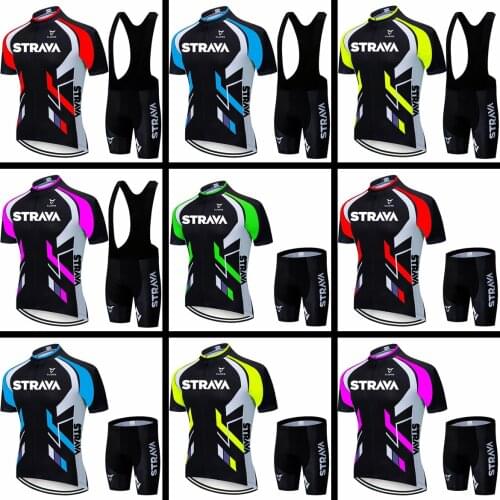 Summer STRAVA Mens Cycling Jersey Set 2021 Mountain Bike Cycling Clothing Racing sports Bicycle Clothes Cycling Suits