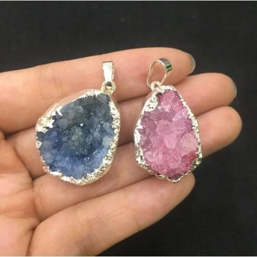 Natural Cave Blue crystal Druzy Pendant