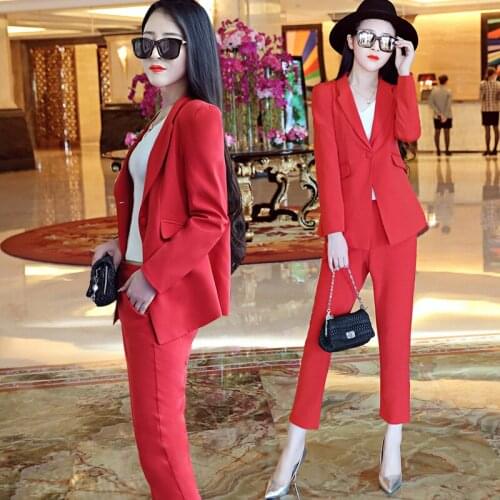 Summer small suit female 2018 new red suit suit female thin section ladies small fragrance temperament two sets of tide