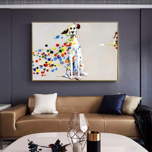 Wall Prints Decor Poster Art Animal Print Oil Painting Canvas Colorful Dog Picture for Living Room Home Decor No Frame