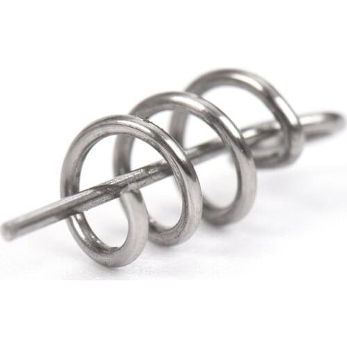 Stainless Steel 50PCS Fishing Hook Centering Pins Fixed Latch Needle Spring Twist Lock for Soft Lure Bait Worm high elasticity