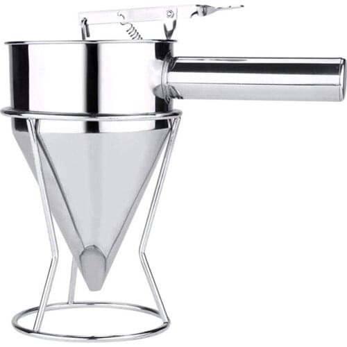 Newest 1 PC Stainless Steel Strainers With Stand Batter Dispenser Baker Piston Funnel Cake Decorating Tool
