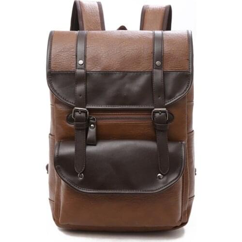 2021 New Unisex Large Capacity Backpack PU Leather Men And Women Casual Travel Sport Computer Bags