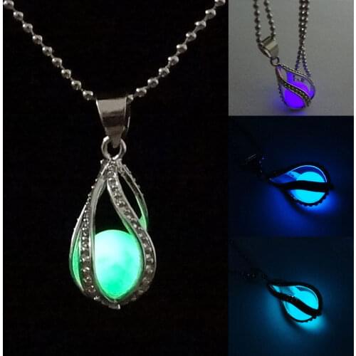 Newly Fashion Teardrop Necklace Glow in the Dark Pendant the Little Mermaid Romantic B99