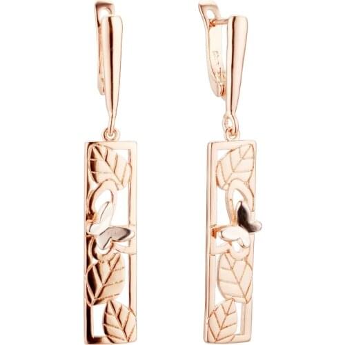 Long Earring New Earrings 585 Gold Color Jewelry Luxury Leaf Shape Women Drop Earrings Designs for Women