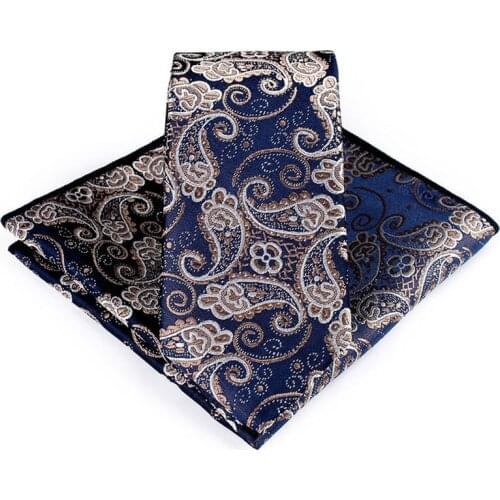 New Design 6cm Silk Suit Pocket Square Tie Set Red Black Floral Striped Handkerchief Necktie For Men Business bridegroom Tie Set