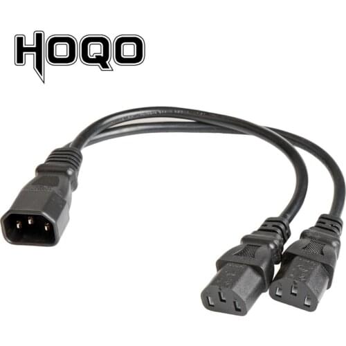 Wholesale 1pcs Single IEC 320 C14 Female to Dual C13 5-13R Male Short Y Splitter Power Cord Adapter pdu ups Cables 30cm 1ft