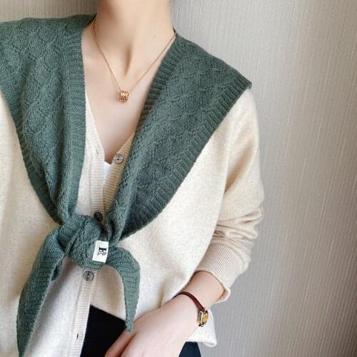 Autumn Winter New Women Solid Color Cotton Linen Triangular Shawls Fashion Girls Warmer Knitted Scarf Elegant Wrap Pashmina