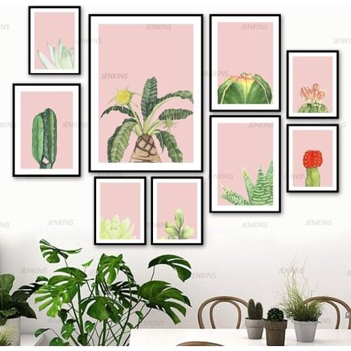 Posters Flower Tree Saguaro Banana Cactus Plant Wall Art Canvas Painting Nordic and Prints Wall Pictures for Living Room Decor