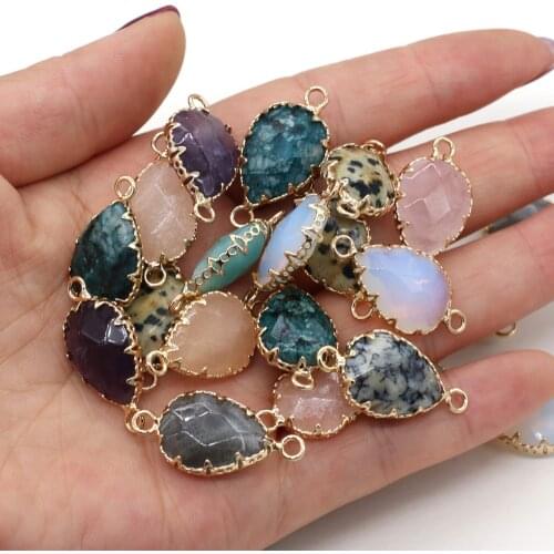 Natural Stone Pendants Charms Stone Connector Section Water Drop Shape Pendant Connector DIY for Necklace or Jewelry Making