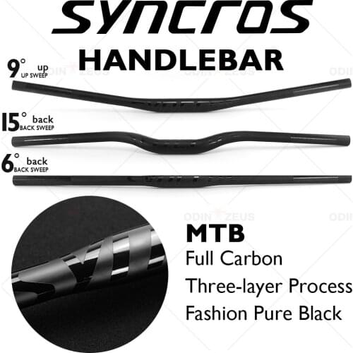 Syncros Custom Full Carbon Fiber Mountain/BMX Bike Handlebar Flat/Rise/9 Degree Carbon MTB Bicycle Parts 31.8*700/720mm Matte