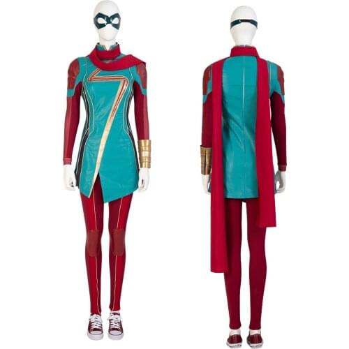 Wonder Lady Cosplay Costume Superheroine Kamala Khan Stage Performce Clothing Carnival Masquerade Outfit With Scarf And Shoes