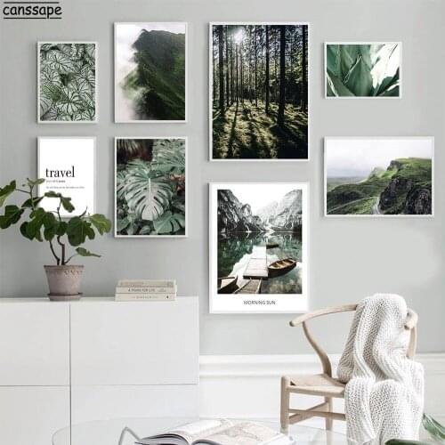 Natural Landscape Wall Art Canvas Painting Forest Print Green Plants Prints Travel Poster Nordic Wall Picture Living Room Decor