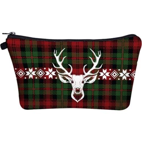 Christmas Gift Bag Elk Checkered Print Storage Bag Hot Sale New Small Toiletry Bag High Quality Cosmetic Bags Fashion Organizer
