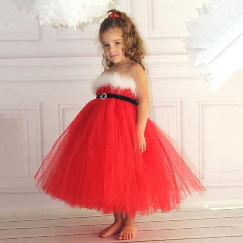 Christmas Carnival Children Girls Christmas Mesh Fluffy Dress Children Sling Tutu dress 2-6Years Old Kids Girls Fancy Ball Gown