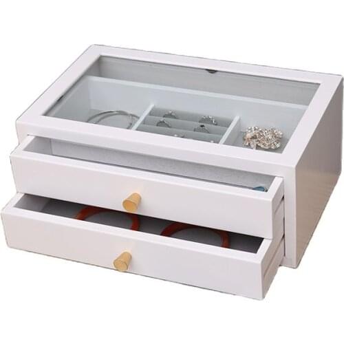 Wooden Jewelry Box Storage Boxes Female Jewelry Desk Organizer Storage Case Makeup Gaine Drawer Organizers Wedding Gift