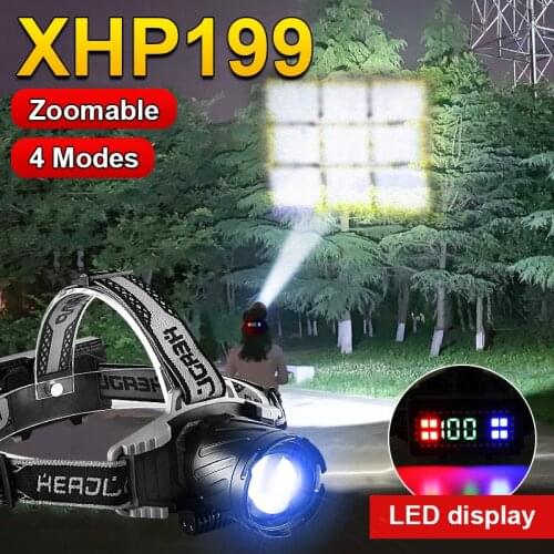 Super Power XHP199 LED Headlamp Torch Head Flashlight Powerful Rechargeable XHP160 Led Head Lamp 18650 Headlight Fishing Lantern