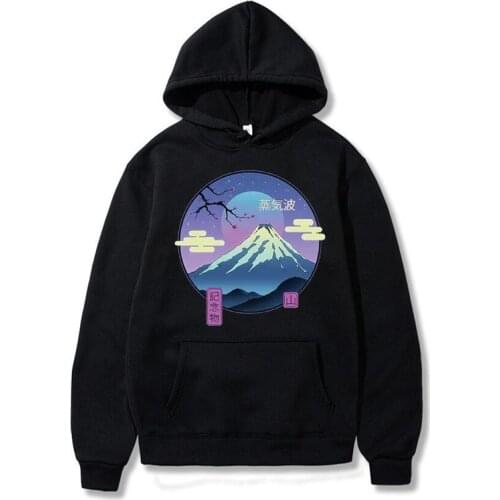 Mount Fuji Pattern Hoodies Japan Landscape Man Pullover Warm Harajuku Hoody For Men Street Fashion Punk Mens Hooded Sweatshirt