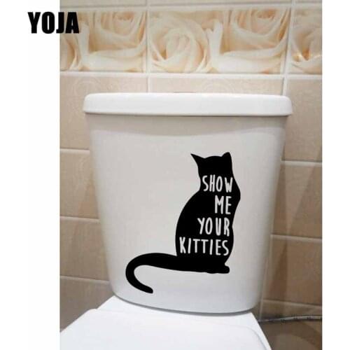 YOJA 18.6X24.3CM Show Me Your Kitties Cat Kitten Rude Funny Black Toilet Seat Sticker Wall Decal T5-0190