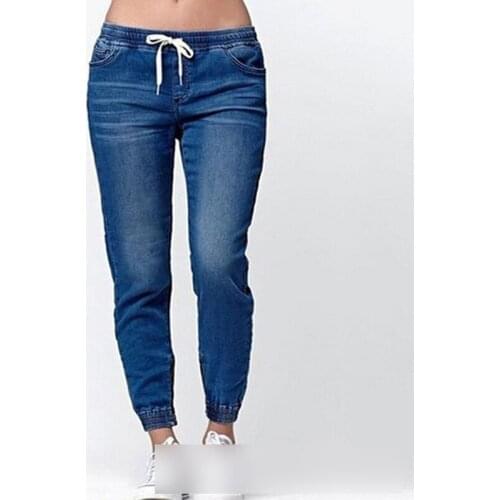 Kayotuas Women Jeans Casual Jogger Elastic Sexy Skinny Pencil Leggings High Waist Denim Drawstring Solid Hot Sale Trousers