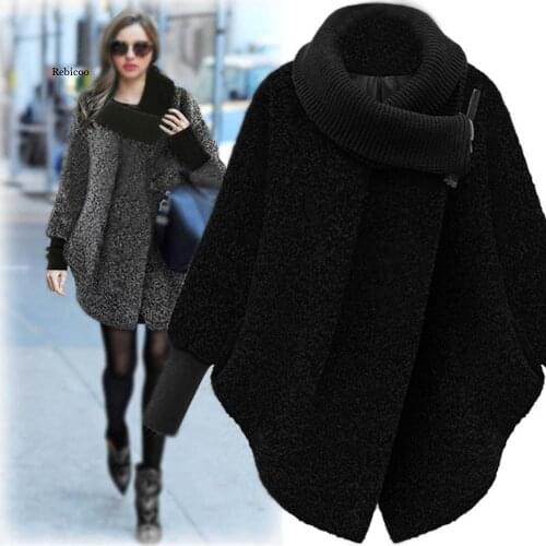 Womens Stylish Loose Warm Winter Long Sleeve Wool Coat Solid Woolen Outcoats In Winter Daily Overcoats