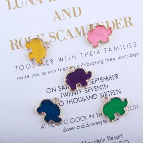 10pcs/lot Animal Elephant Zinc Alloy Enamel Charm Fit Fashion DIY Bracelets Bangles Jewelry Making Accessories 14*17MM