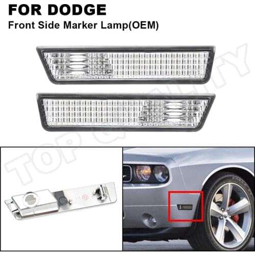 2PCS Clear Lens For Dodge Challenger 2008 2009 2010 2011 2012 2013 2014 Car Front OEM Side Marker Light High Fender Lamp