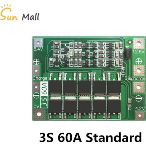 3S 60A BMS board/ Li-ion 12.6V 18650 BMS PCM battery protection board for li-ion battery