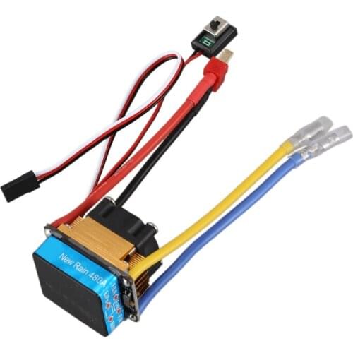 480A Brushed ESC Single Motor with Cooling Fan Waterproof 2-4S 3 Modes 5V/3A BEC for RC Cars