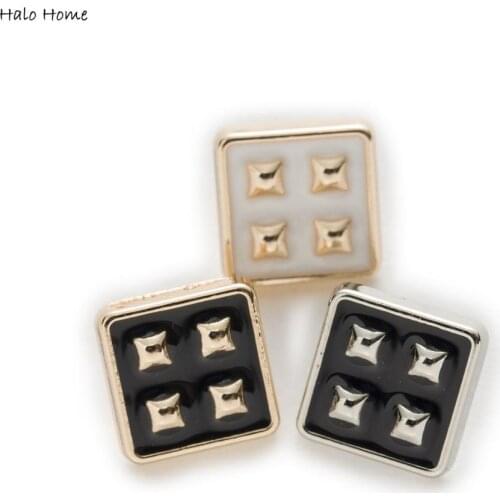 5pcs Square Shape Shank Metal Button Sewing Scrapbooking Apparel Leather Luggage Gift Craft Accessories Decor 10mm