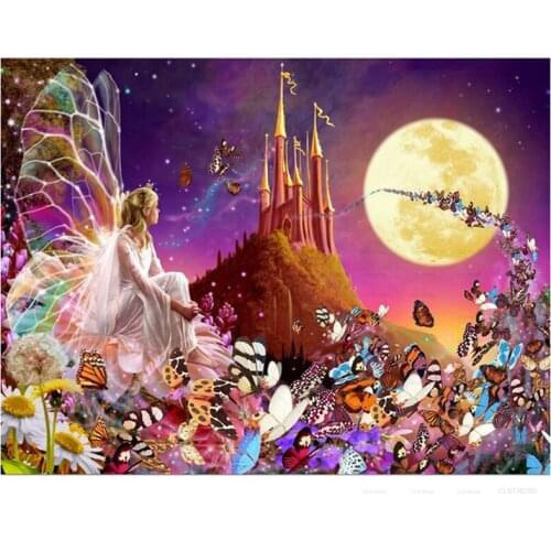 5D DIY Full Round Diamond Painting Dream Kingdom Spirit Life Scene Cross Stitch 3D Embroidery Rhinestone Mosaic Home Decor Y475