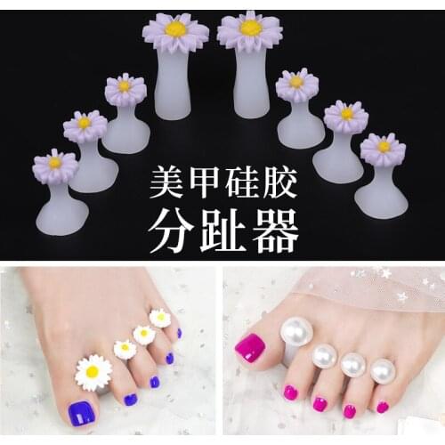 Nail Articulator Nail Silicone Toe daisy Purple Gold Flower Drop Shape Nail Toe Separator