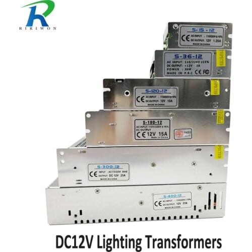 RiRi won DC 12V Power Supply Lighting Transformer driver Switch for LED Strips Adapter AC 220V 1.25A 2A 3A 10A 15A 25A 30A 33A