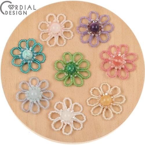 Cordial Design 20Pcs 38*38MM Jewelry Accessories/Hand Made/Natural Stone/Flower Shape/Earring Findings/DIY/Seed Beads Charms
