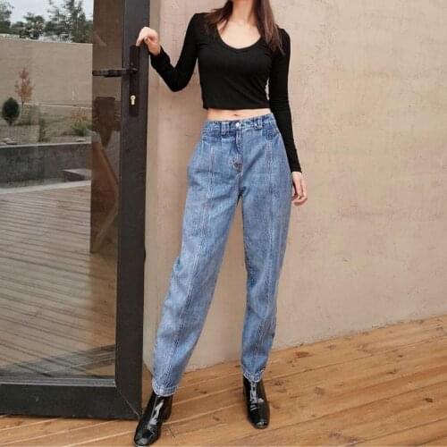 Great quality bud denim pants female drape cargo pants All-match was thin pencil pants cotton made pants jeans F1745