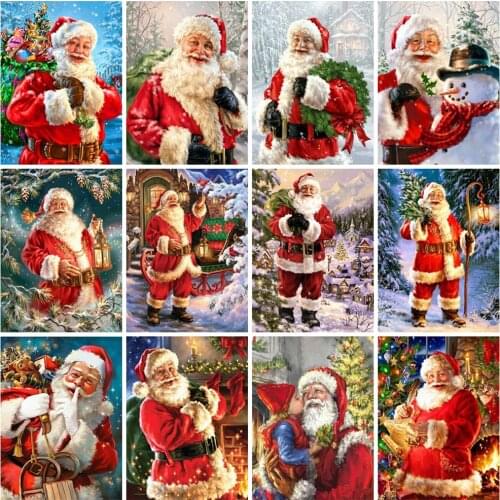 EverShine 5D DIY Christmas Diamond Painting Full Square Santa Claus Cross Stitch Rhinestones Art Bead Picture Kits Home Decor