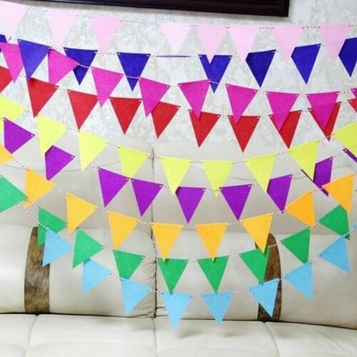 2 Sets 2.5M Multicolor Garland 12pcs Flags Non-woven Fabric Banner Pennant Bunting Baby Shower Birthday Wedding Party Decoration