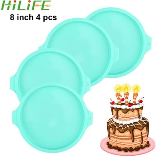 HILIFE 4/6/8inch Baking Accessories Tray Round Rainbow Cake Mold Baking Pan Set Cake Fondant Decoration Tools Pizza Mold