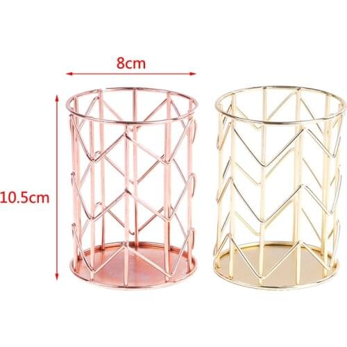 2021 Newest 1pc Pen Pencil Pot Holder Rose Gold Container Organizer Home Desk Stationery Decor