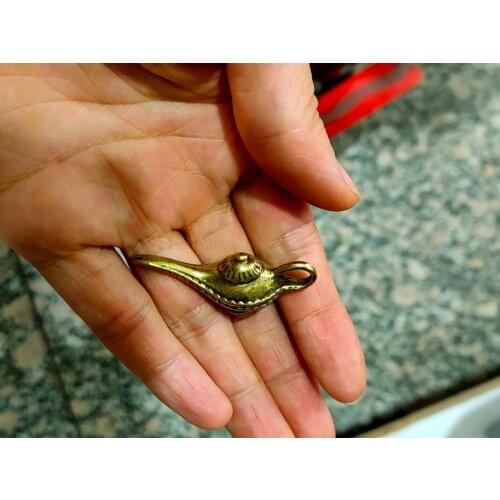 CHINA antique brass fengshui magic lamp small Statue Metal crafts family decorations Necklace pandent