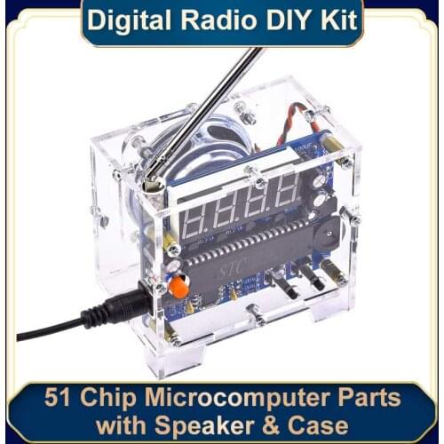 DIY Speaker Audio Kit 5V DC Powered 51 Single Chip Microcomputer DIY Parts Digital Broadcasting Electronic FM Digital Radio Kit
