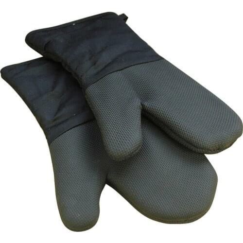 2Pcs Black BBQ Kitchen Gloves Baking Cooking Tool Insulated Padded Long Oven Gloves Kitchen Accessories