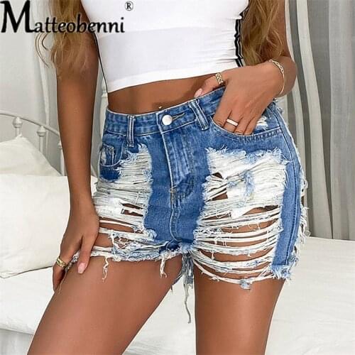 Summer Women Trendy Ripped Vintage Denim Shorts Fashion Sexy High Waist Jeans Shorts Street Hipster Casual Jeans Shorts 2021 New