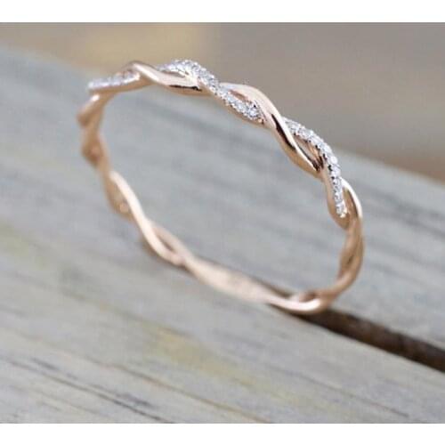 Milangirl Ring For Women Ladies Twist Classical Zircon Wedding Ring Female Fashion Couple Jewelry