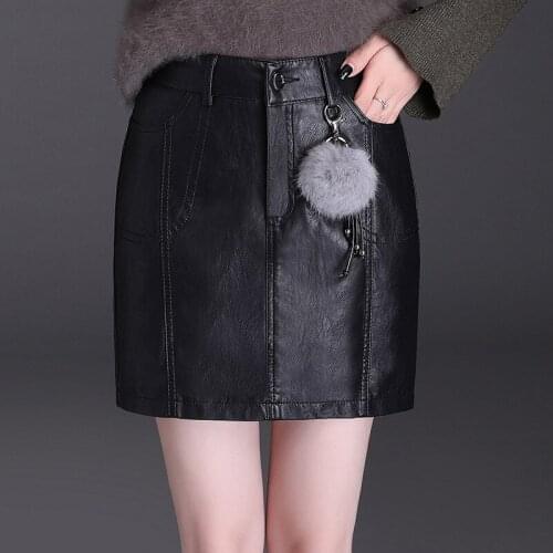 4XL Black Women Skirt PU Faux Leather Sexy Mini Skirt With Pockets Zipper Straight Package High Waist Women Clothing Plus Size