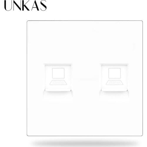 UNKAS B8 DIY Modules Matching Dual RJ45 Internet Computer Jack For Wall Power Socket Free Combination Outlet