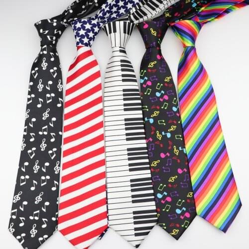 Mens Fashion Neckties Helloween Festival Christmas Tie Soft Designer Character Necktie Music Note Ties Stripe